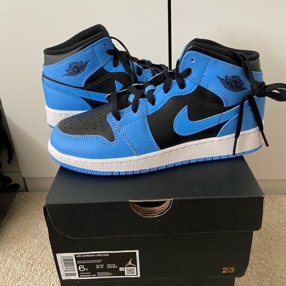 Jordan Shoes - Jordan 1 Mid University Blue Black GS